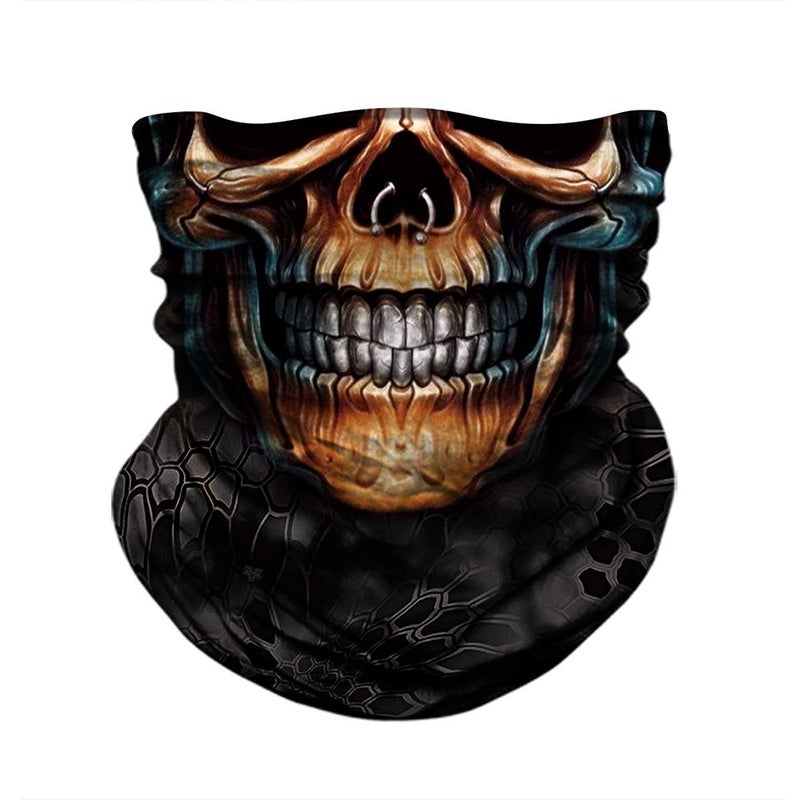 M-YOUNG Skull Face Sun Mask half,Bandanas,Neck Gaiter, Headwear, Headband for Fishing, Hunting,Yard work (Gold2) - Image 3